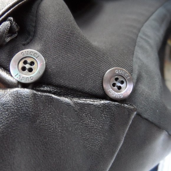 Gucci Black 100% Silk Dress with Lamb Leather Trim Size IT 42 - US 6 - Picture 13 of 16